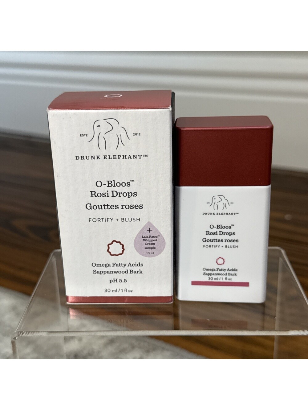 Drunk Elephant O-Bloos Rosi Drops Fortify + Blush w/ Omegas Acids, 1oz / 30ml
